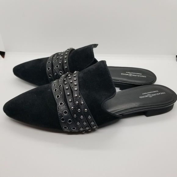 Treasure & Bond black suede studded pointed toe mules size 8 - Picture 3 of 9